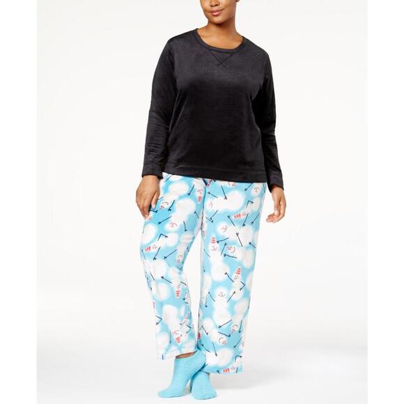 Hue Womens Plus Size Sueded Fleece Top And Pants With Socks 3 Piece Size 1X - Picture 2 of 3